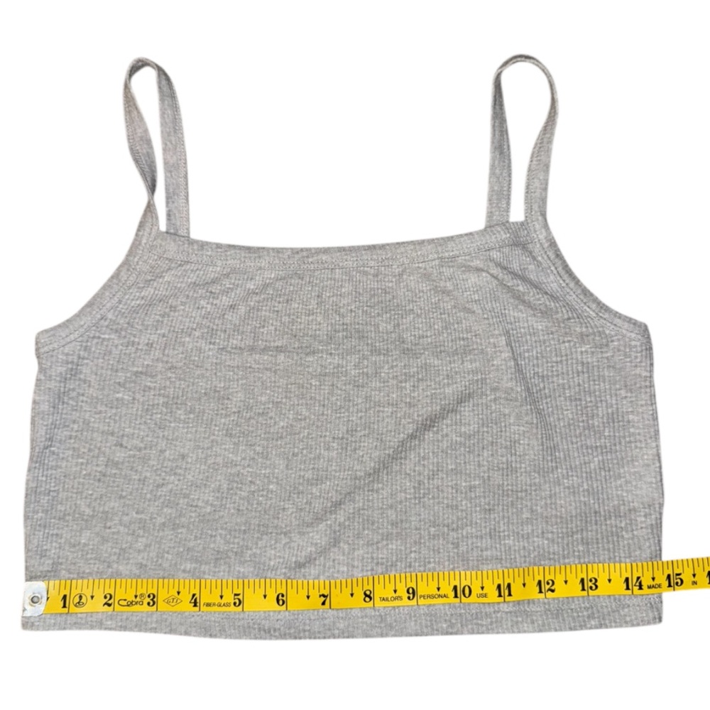 Gray Ribbed Crop Top - Picture 8 of 9